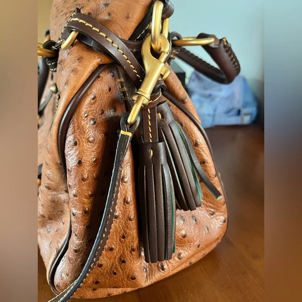 Dooney & Bourke Large Ostrich Florentine Satchel NWOT - Picture 4 of 14